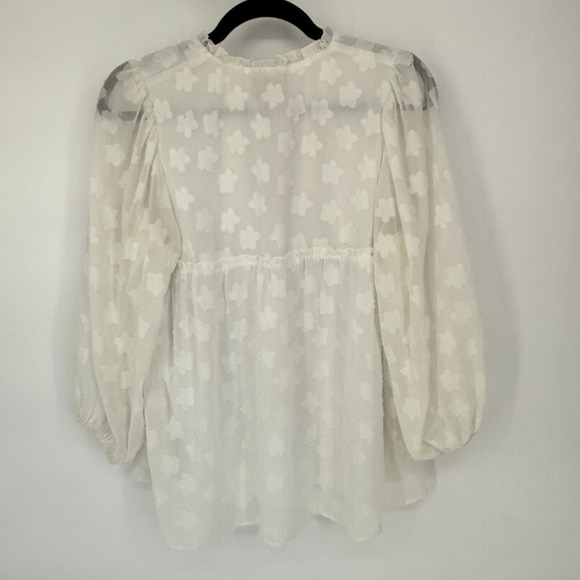 Show Me Your Mumu Womens Top Sheer Peasant Blouse Boho Floral Prairie Size M - Picture 2 of 7